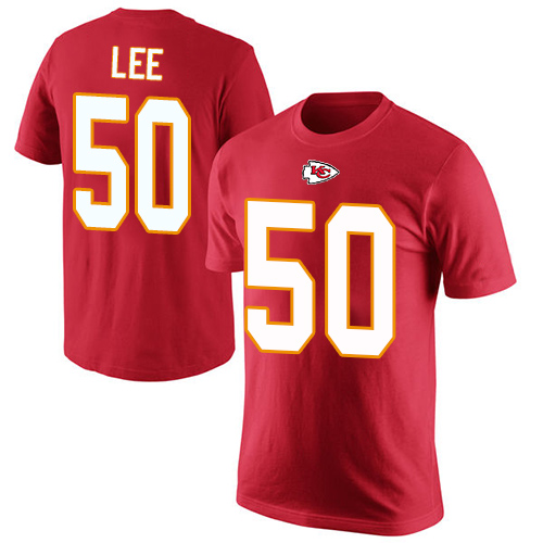 Men Kansas City Chiefs #50 Lee Darron Red Rush Pride Name and Number NFL T Shirt